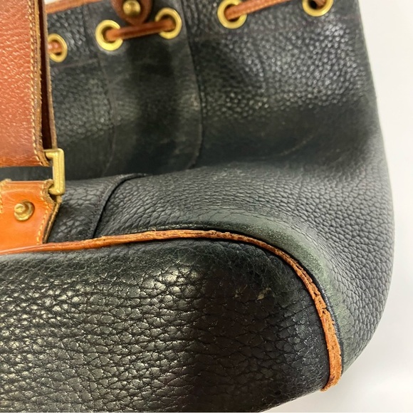 Vintage Dooney & Bourke navy & tan‎ leather AWL sling bag bucket bag - Picture 10 of 17